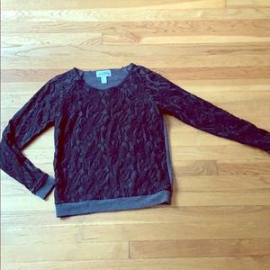 Lacey mesh-front sweatshirt